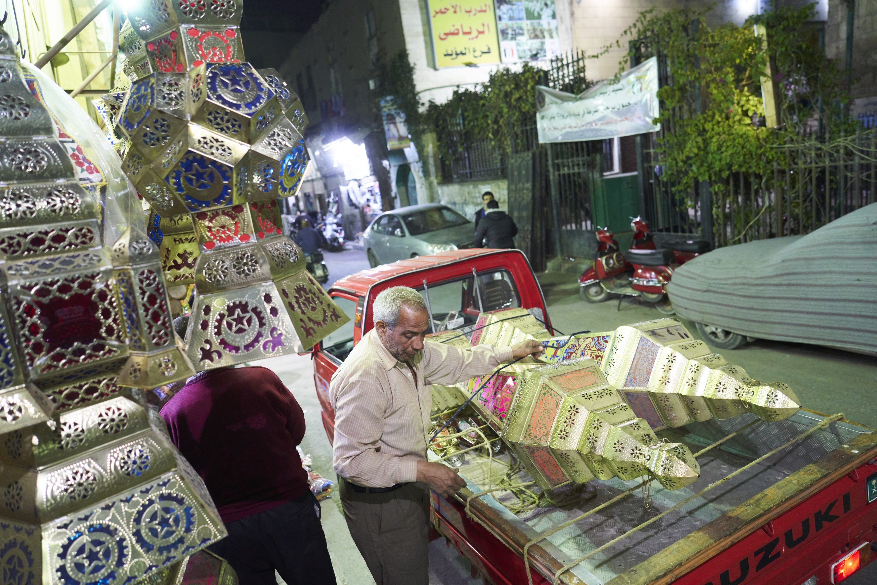 The store of Nabil Hussein Shata sells a vide variety of Ramadan lanterns in Darb Al-Ahmar in Cairo, Egypt.