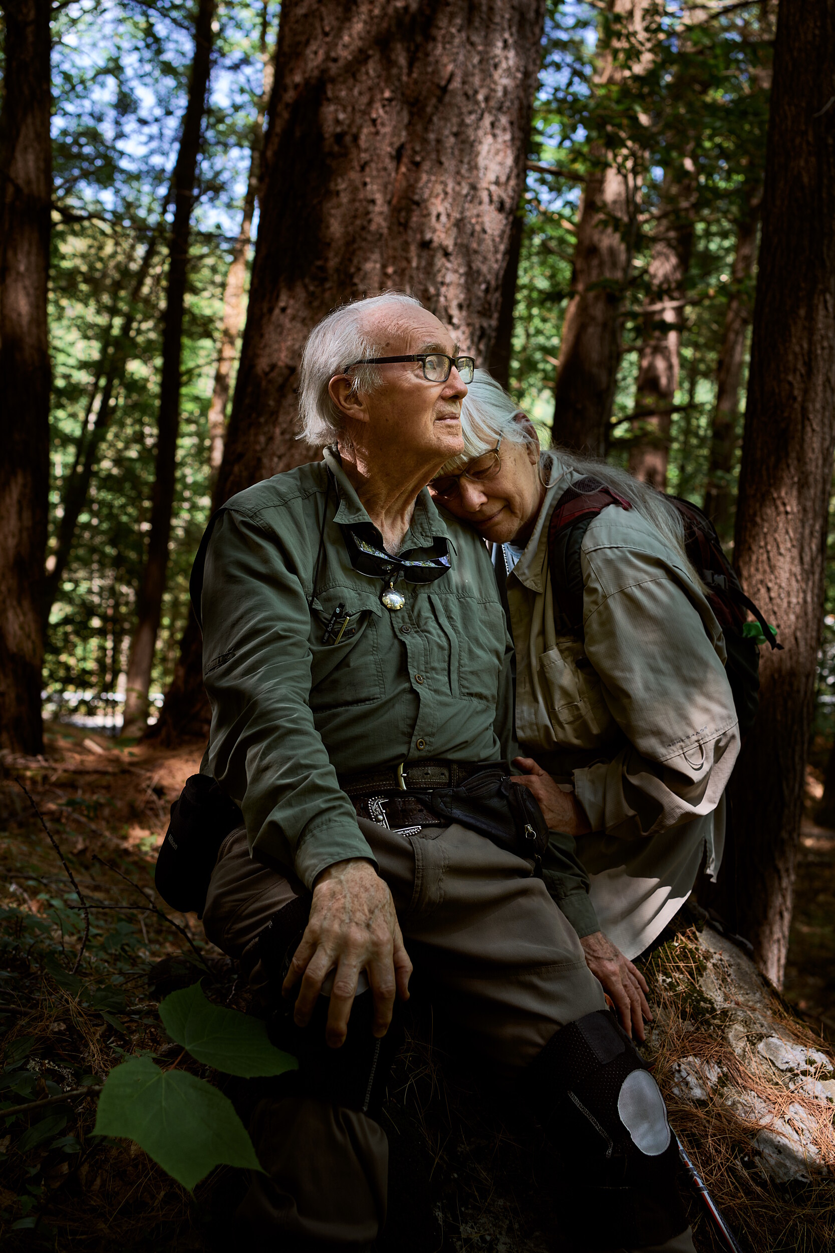 Portrait of Robert Leverett and his wife Monica Jakuc Leverett in Mohawk Trail State Forest.